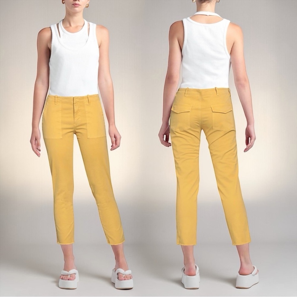 Nili Lotan Women's Mid Rise Tapered Casual Fringe Hem Pants In Marigold Size 0